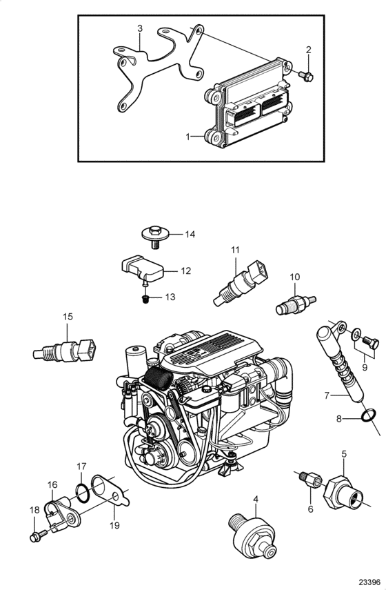 Схема узла Electronic Engine Control Для Volvo Penta 8.1Gxi-G