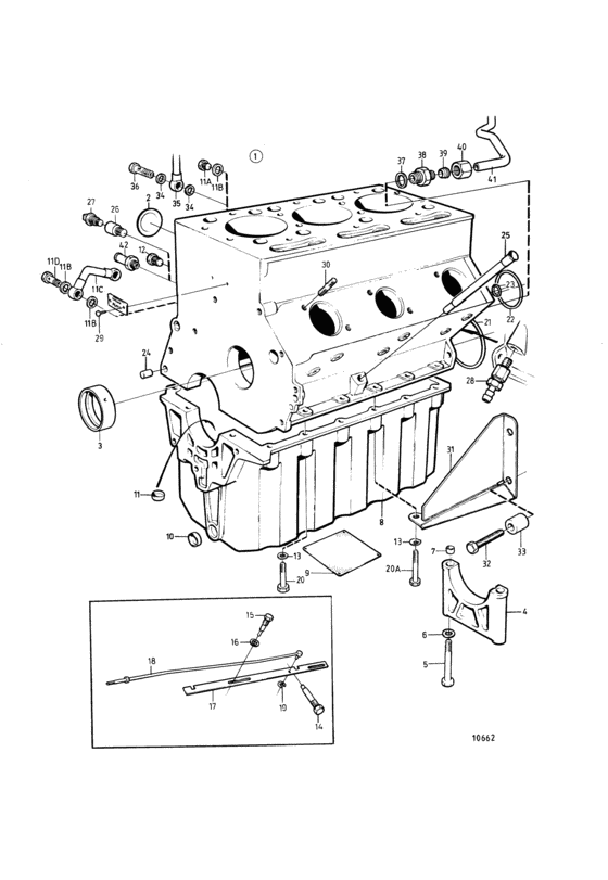 Схема узла Cylinder Block: D Для Volvo Penta 2003Tb
