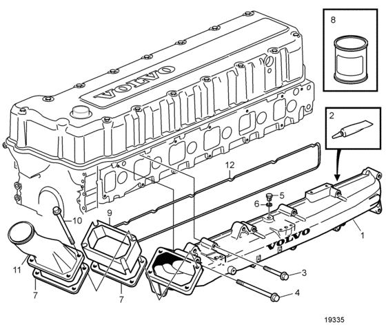 Схема узла Induction Manifold, Rc Для Volvo Penta D12D-E Mg