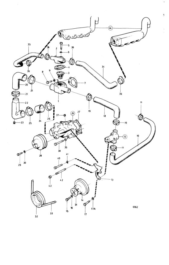 Схема узла Cooling System: Aq240A-76 Для Volvo Penta Aq240A