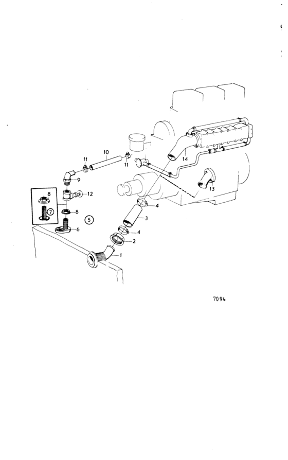 Схема узла Outer Exhaust Line And Exhaust Bend Для Volvo Penta Md7B
