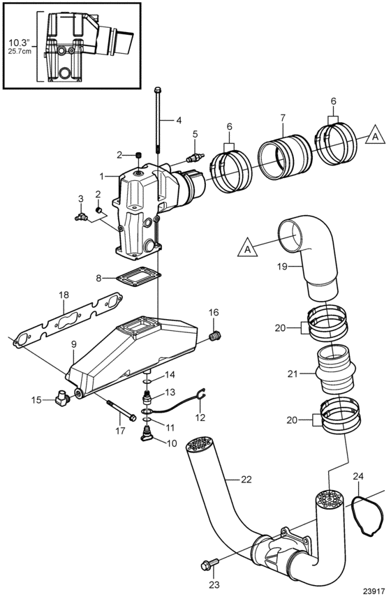 Схема узла Выхлоп Для Volvo Penta 5.0Gxie-K