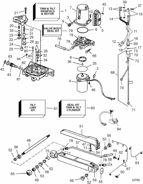 Схема узла Power Trim System Для Volvo Penta Sx-C1