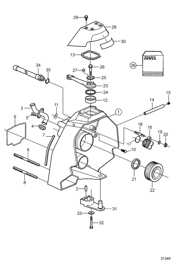 Схема узла Transom Shield, Early Version Для Volvo Penta Sx-Maclt