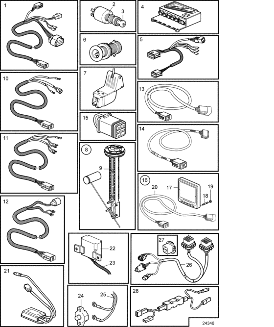 Схема узла Control Unit And Cables, Evc-C Для Volvo Penta D3-130I-C