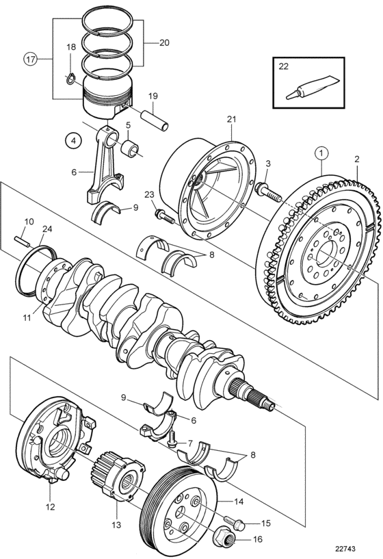 Схема узла Crank Mechanism Для Volvo Penta D3-130A-B