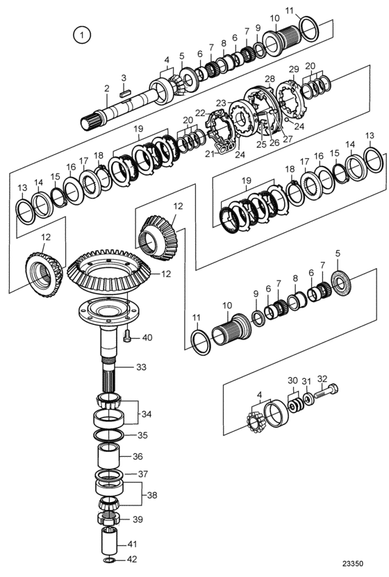 Схема узла Upper Gear Unit Sail Boat Drive Unit Ms25S, Ms25Sr, Components Для Volvo Penta Ms25Sr-A