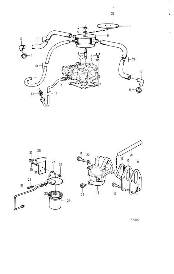 Схема узла Fuel System: A Для Volvo Penta Aq271B