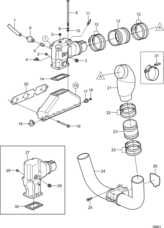 Схема узла Выхлоп Для Volvo Penta 4.3Osi-B