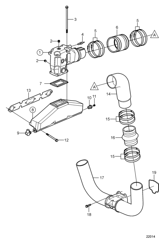 Схема узла Выхлоп Для Volvo Penta 5.0Gl-Ff