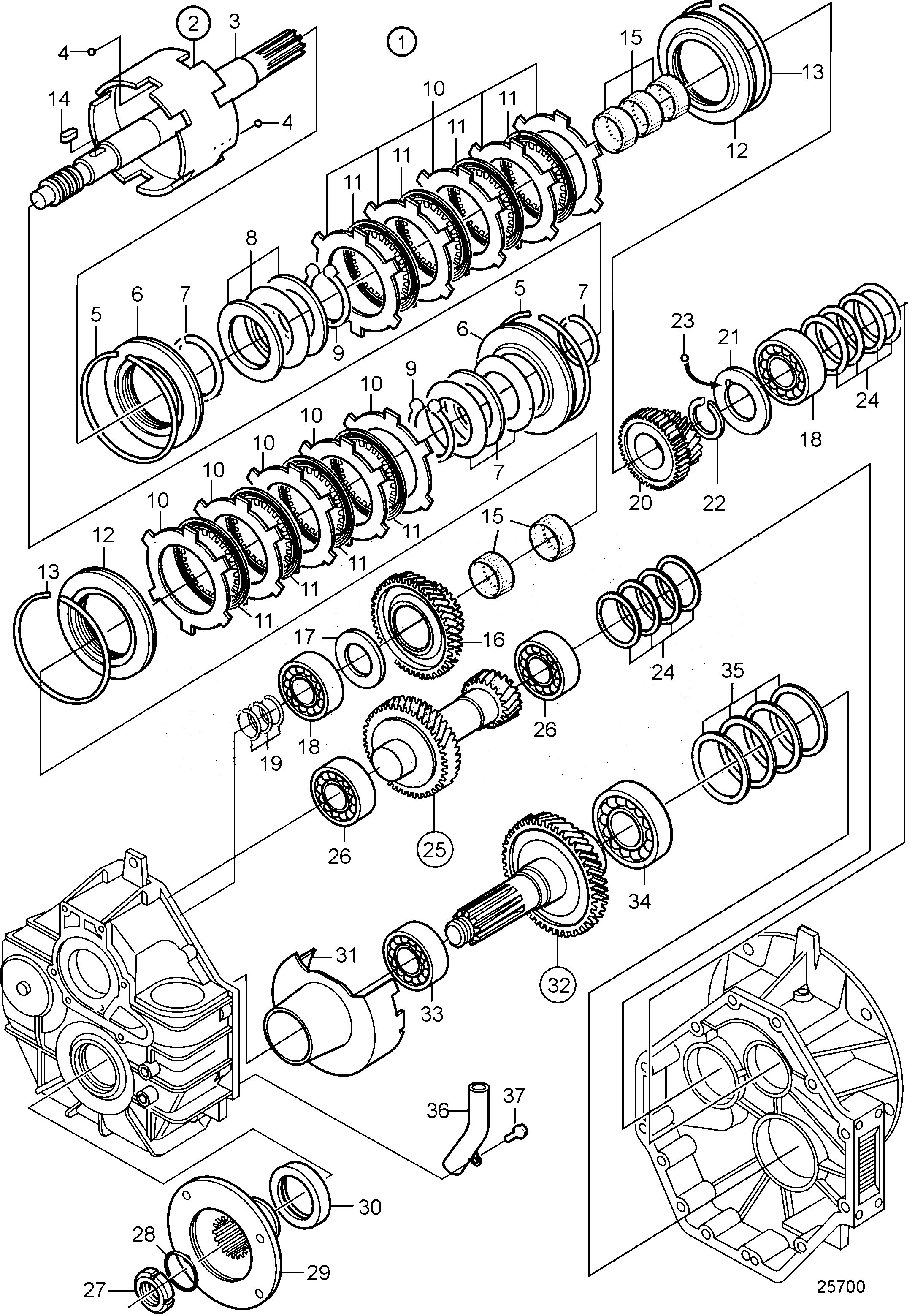 Схема узла Reverse Gear Hs45A-A, Components: Ratio 2.43:1