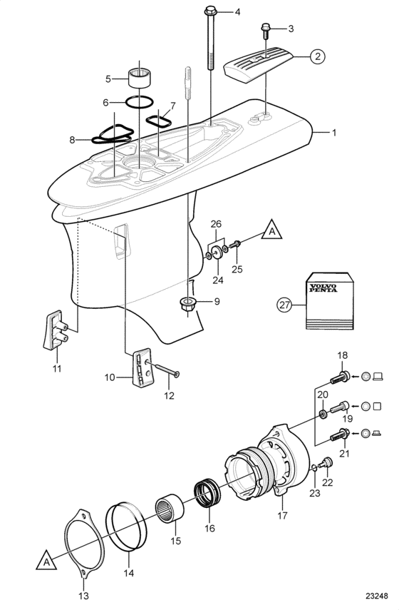 Схема узла Lower Gearhousing Для Volvo Penta Dps-A