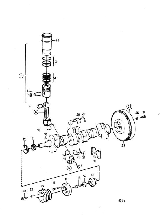 Схема узла Crankshaft And Related Parts: B Для Volvo Penta Td100Crc