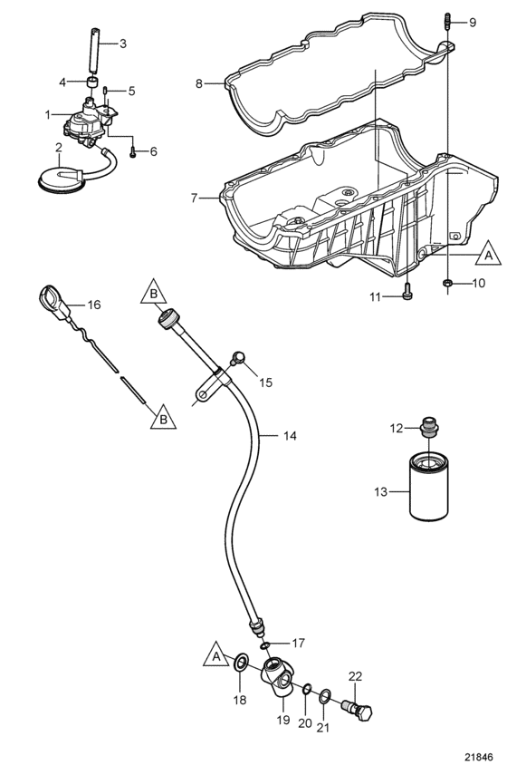 Схема узла Oil Pan And Oil Pump Для Volvo Penta 4.3Gl-D