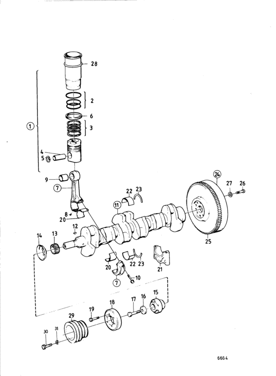 Схема узла Crankshaft And Related Parts: A Для Volvo Penta Td120Bhc