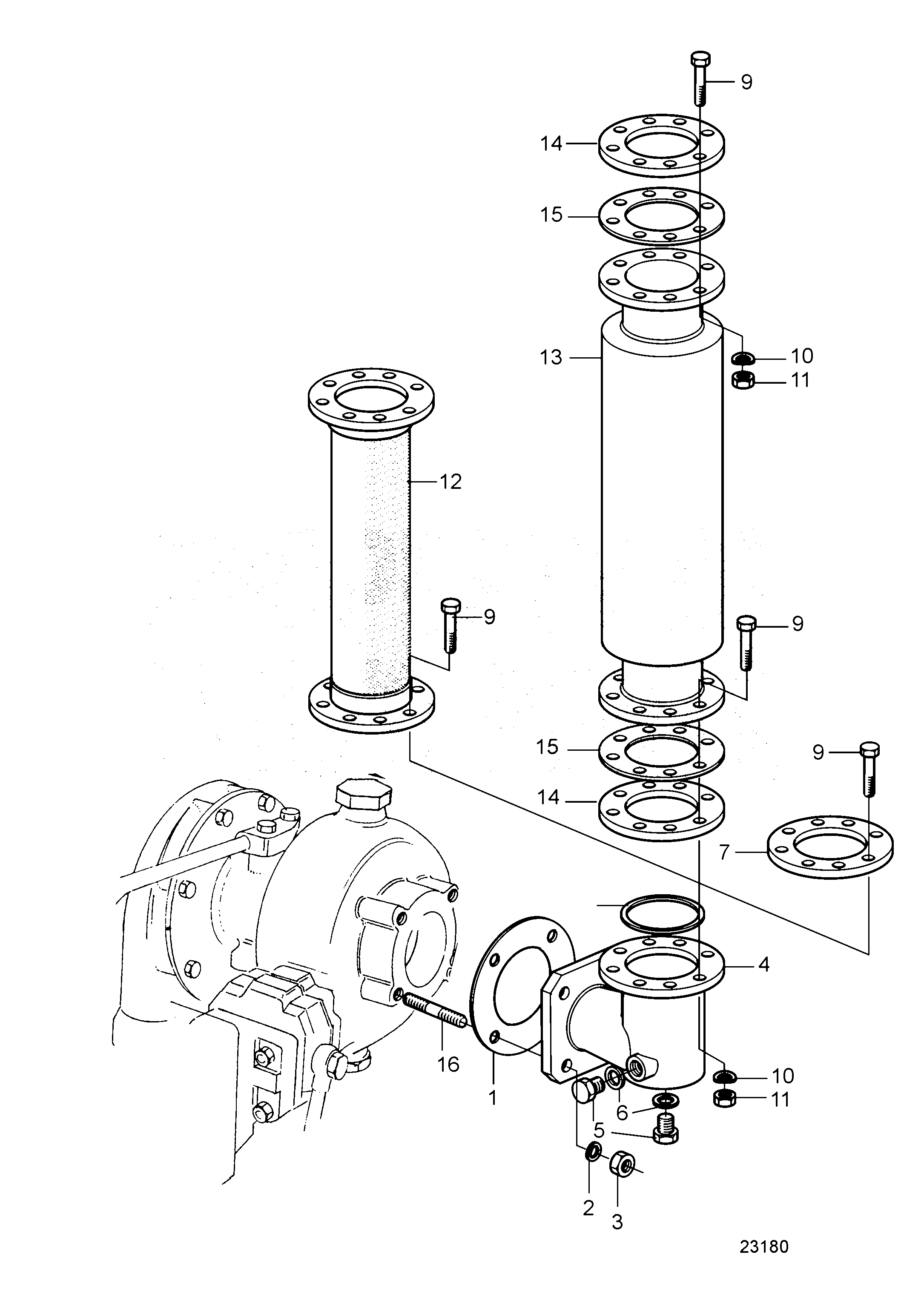 Схема узла Сухая Выхлопная Линия 5\'\'(127Mm)