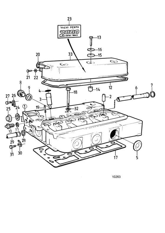 Схема узла Cylinder Head Seawater-Cooled Engine Для Volvo Penta 2003
