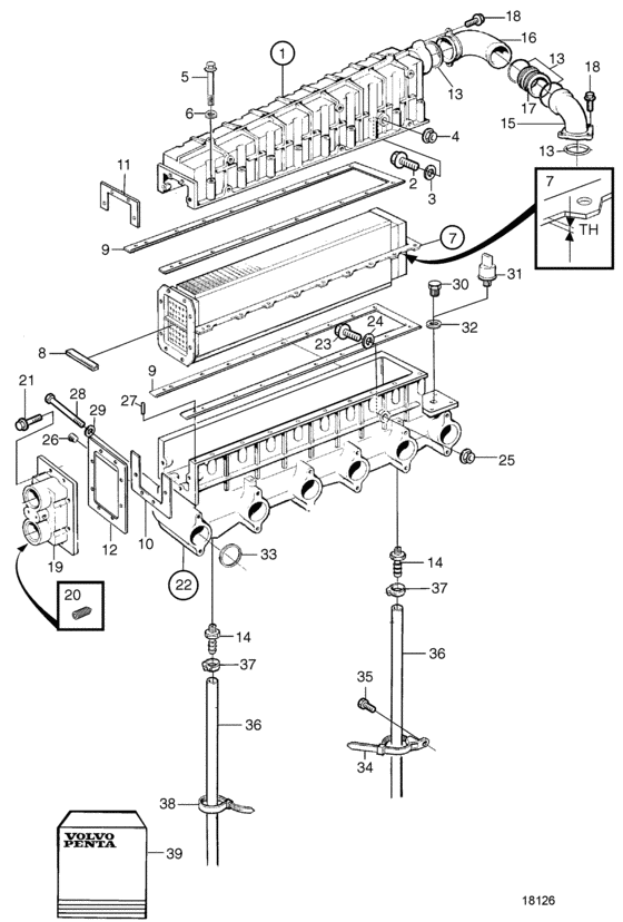Схема узла Inlet Manifold And Aftercooler: Sn Xxxxxxxxxx/19706- Для Volvo Penta Tamd163P-A