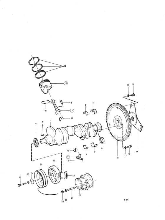 Схема узла Crankshaft And Related Parts: A Для Volvo Penta Bb225A