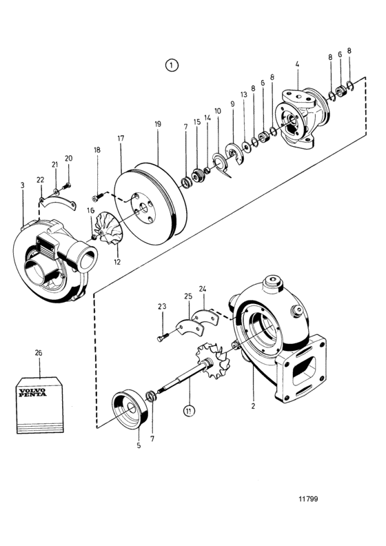 Схема узла Turbocharger, Components Для Volvo Penta Tmd102A