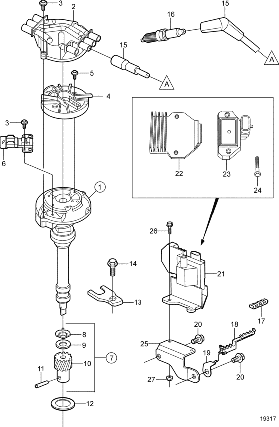 Схема узла Зажигание Для Volvo Penta 4.3Osi-Bf