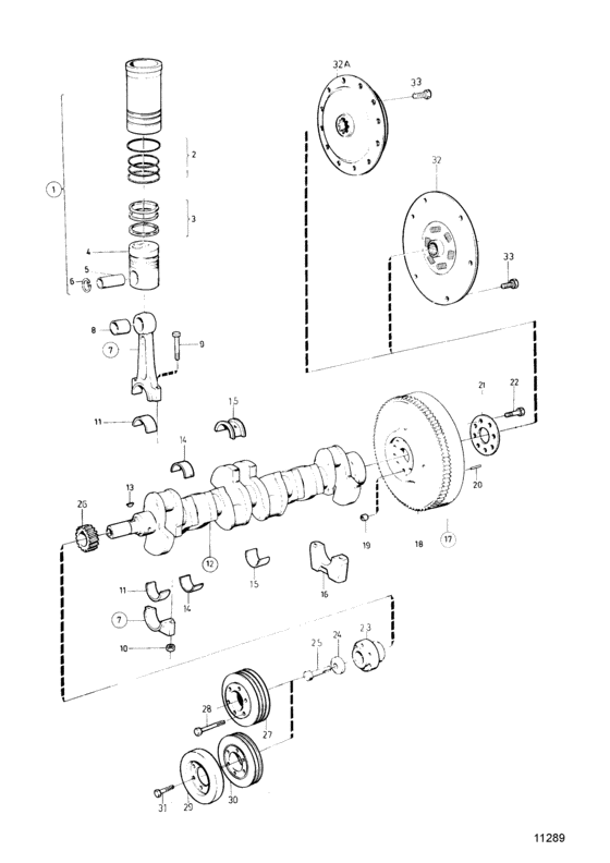 Схема узла Crankshaft And Related Parts: B Для Volvo Penta Tamd41B
