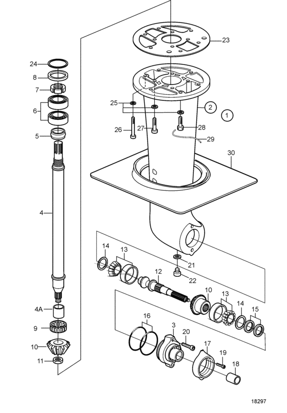 Схема узла Lower Gear Unit Sail Boat Drive Unit Ms25S, Ms25Sr Для Volvo Penta Ms25S-A