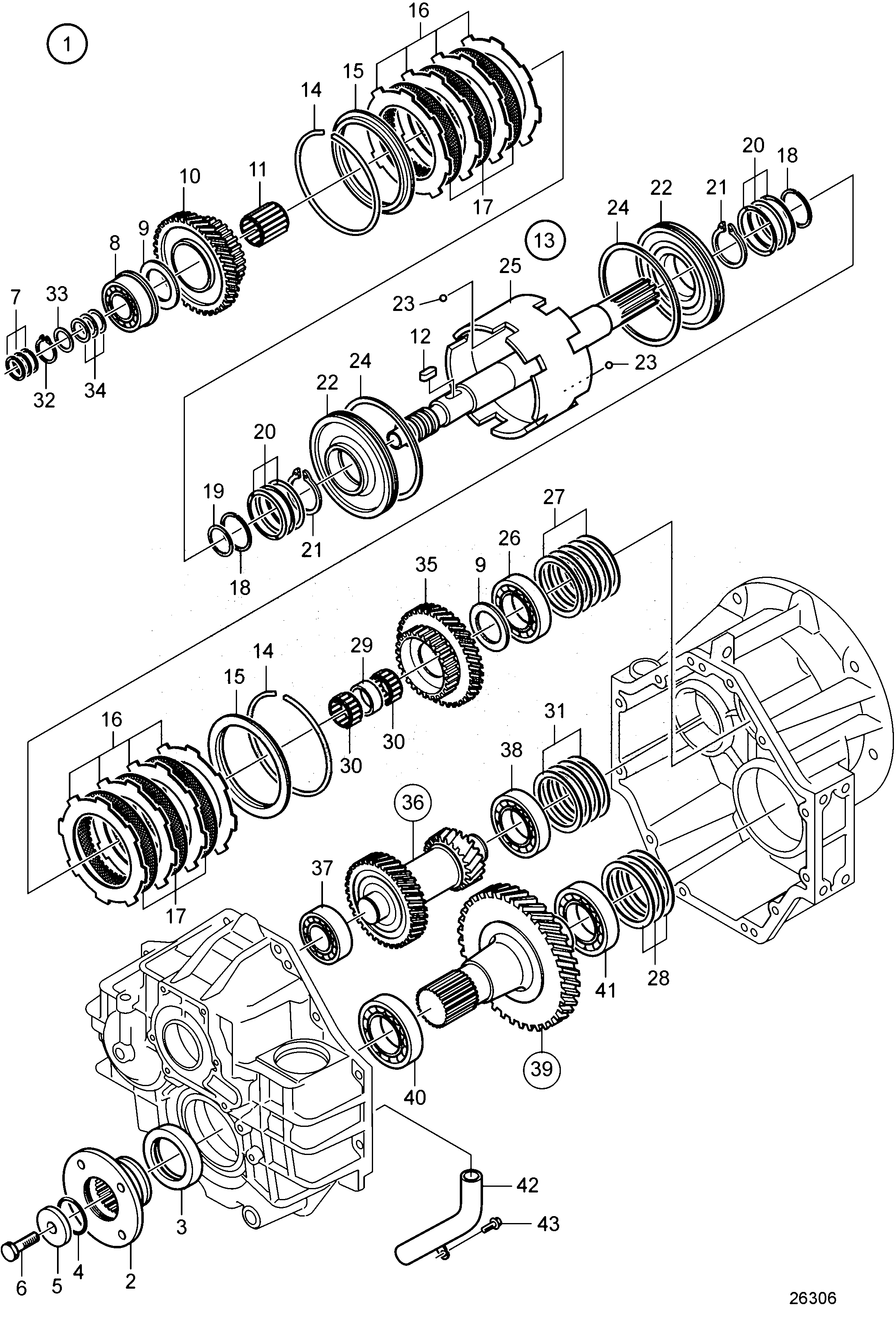 Схема узла Reverse Gear Hs85A-A, Components: Ratio 1.96:1