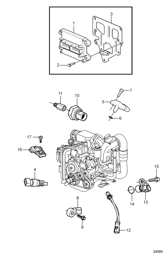 Схема узла Electronic Engine Control Для Volvo Penta 3.0Gxi-J