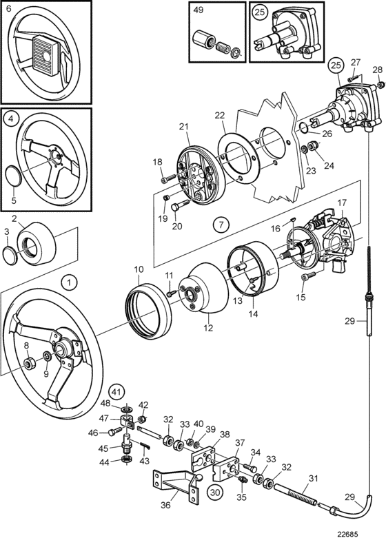 Схема узла Steering System, Mechanical With Tilt Для Volvo Penta D1-13A