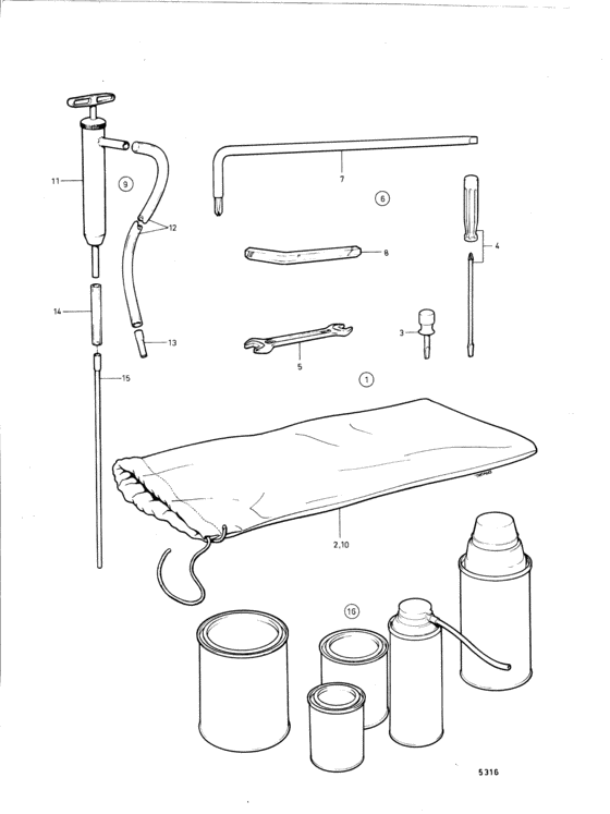 Схема узла Set Of Tools Для Volvo Penta Aqd40A