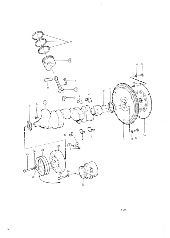 Схема узла Crankshaft And Related Parts Для Volvo Penta 434A