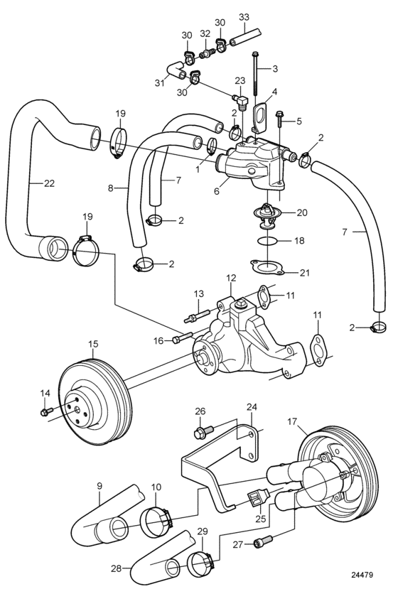 Схема узла Охлаждение Для Volvo Penta 7.4Gsipwtr