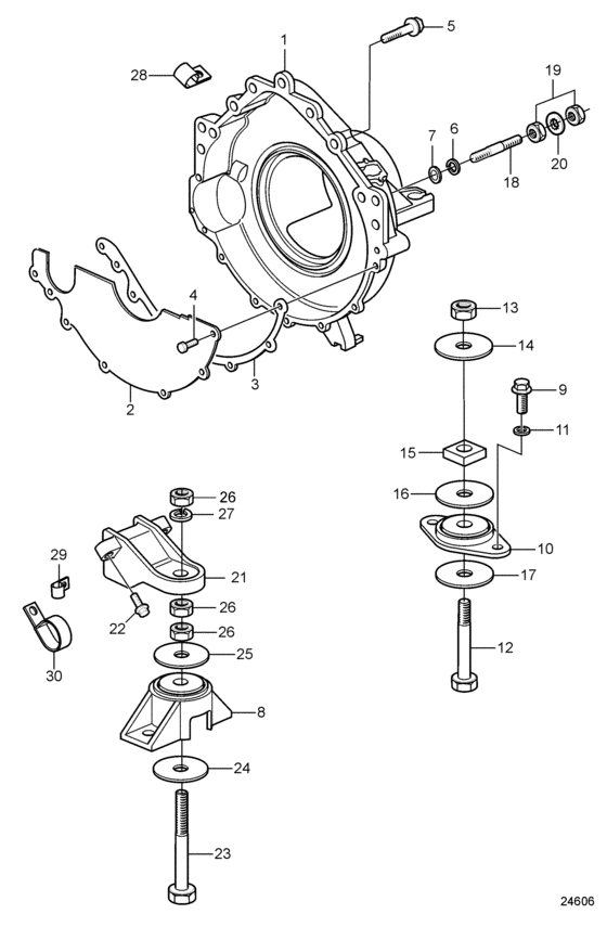 Схема узла Flywheel Housing And Mounts Для Volvo Penta 5.7Gsipbycce