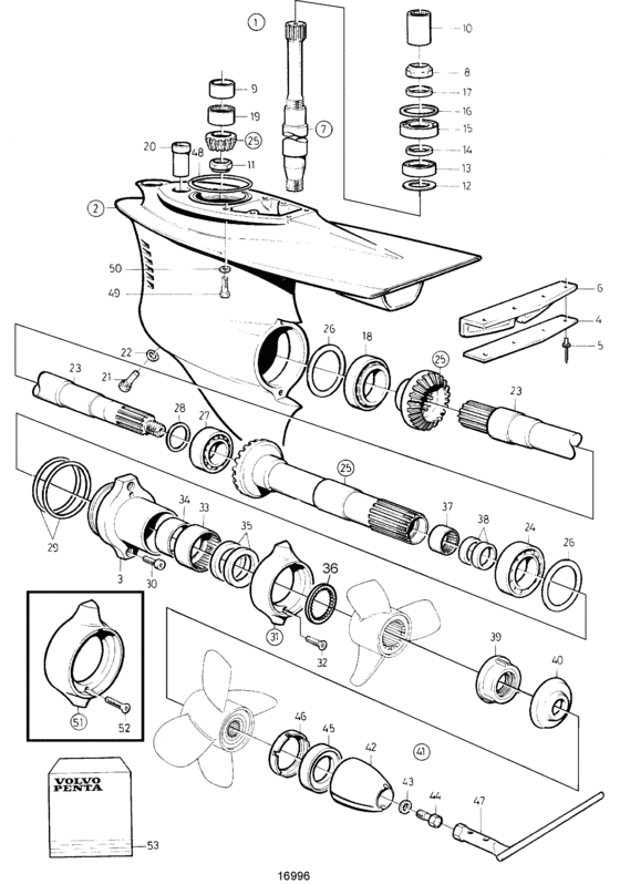 Схема узла Lower Gear Unit Для Volvo Penta Kamd42B