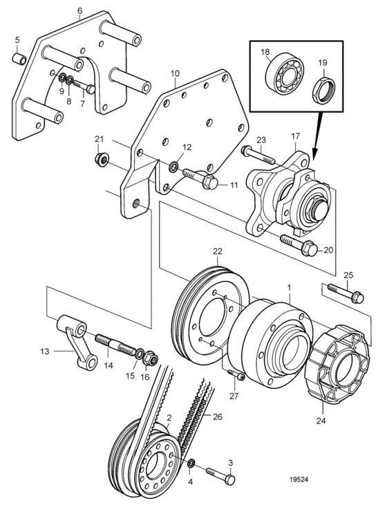 Схема узла Fan Drive System Для Volvo Penta Tamd122A