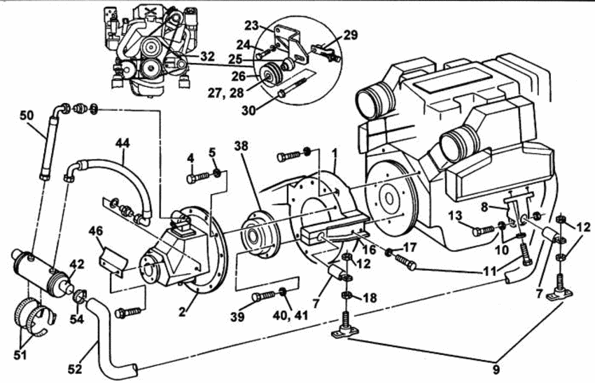 Схема узла Inboard Mounting Components Для Volvo Penta 5.7Giimda
