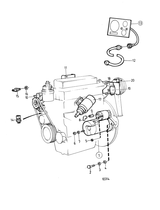Схема узла Electrical System And Instruments 2-Pole Electrical System Для Volvo Penta 2003B-Solas