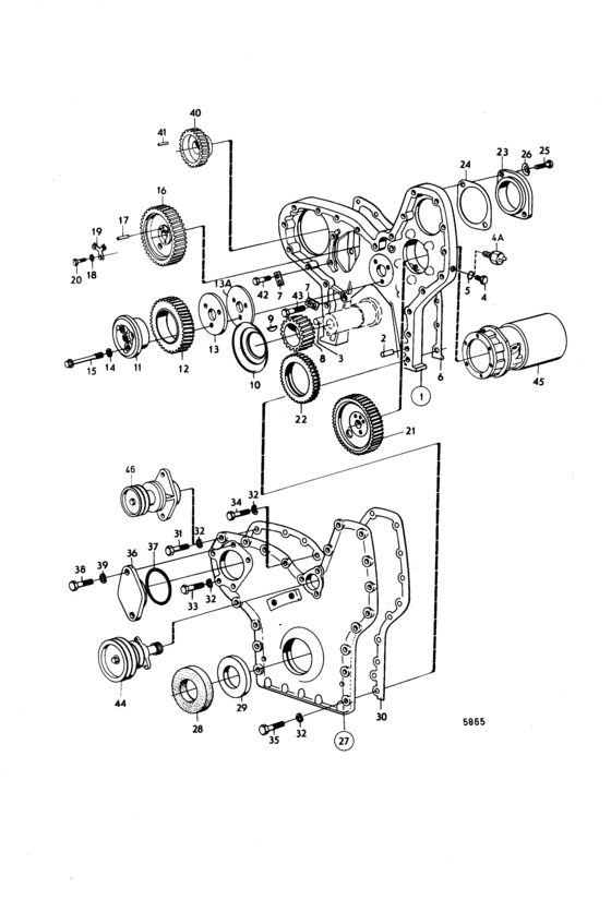 Схема узла Timing Gear Casing And Timing Gear: C Для Volvo Penta Tamd120A