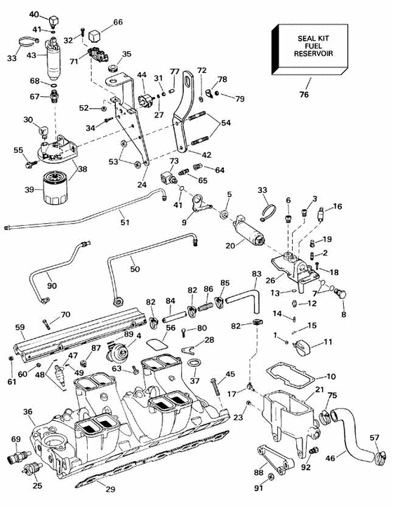 Схема узла Fuel System And Lower Intake Manifold Для Volvo Penta 7.4Gipncace