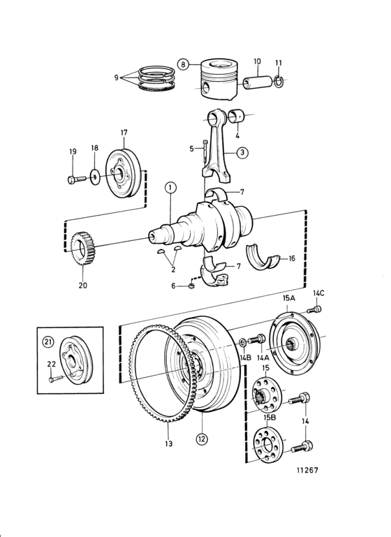 Схема узла Crankshaft And Related Parts: B Для Volvo Penta 2001B