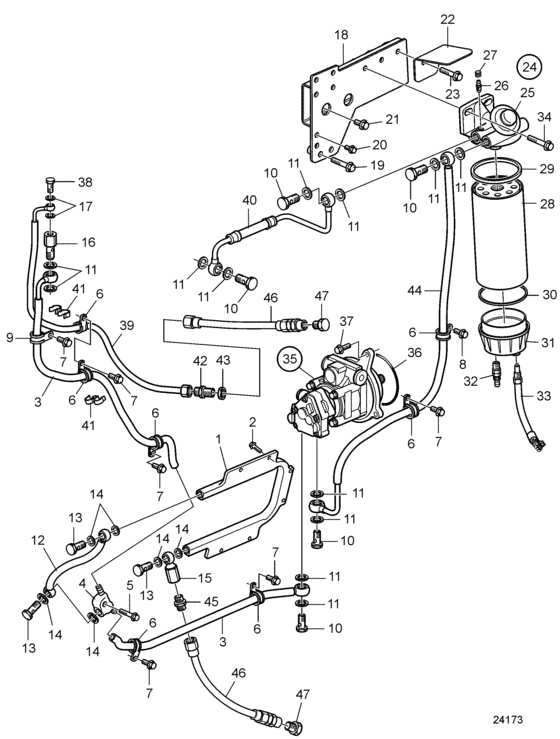Схема узла Топливная Система Для Volvo Penta D11A-A