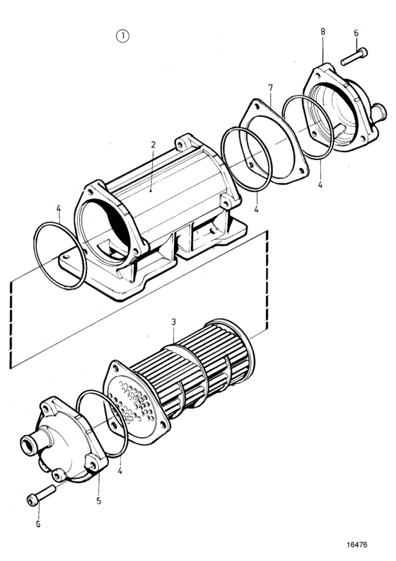 Схема узла Масляный Охладитель Для Volvo Penta Kad42P-A