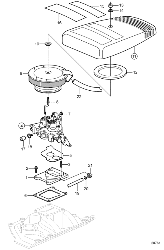 Схема узла Throttle Body And Engine Cover Для Volvo Penta 5.7Gi-A