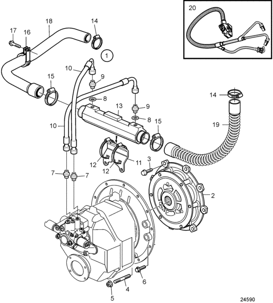 Схема узла Connecting Kit Reverse Gear Hs45Ae Для Volvo Penta D4-225I-C