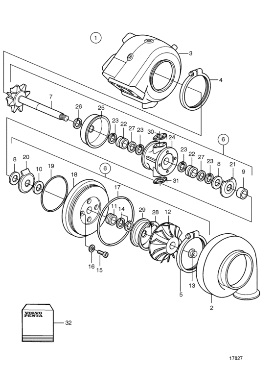 Схема узла Turbocharger, Components Для Volvo Penta D12C-A Mp