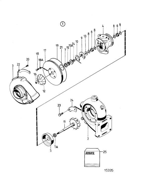 Схема узла Turbocharger, Components Для Volvo Penta Tamd62A
