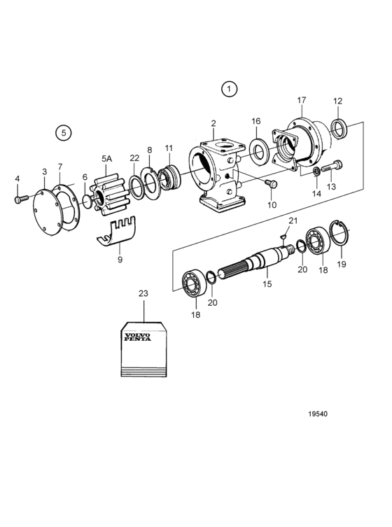 Схема узла Sea Water Pump, Components: B Для Volvo Penta Tmd121C