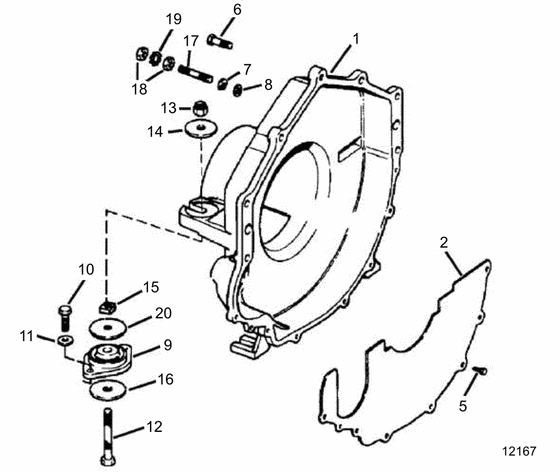 Схема узла Flywheel Housing And Rear Mounts Для Volvo Penta 3.0Gsmby