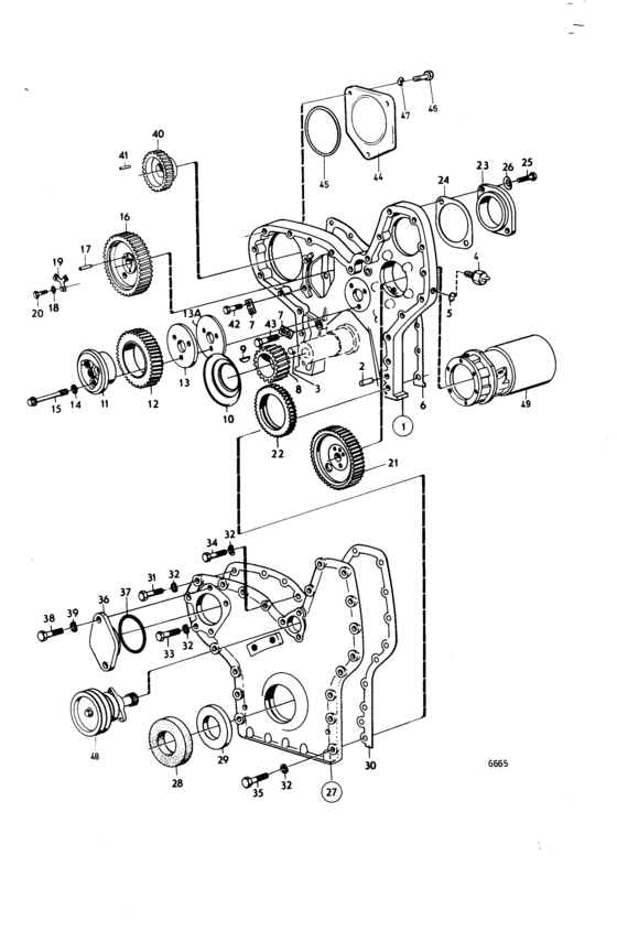 Схема узла Timing Gear Casing And Timing Gears Для Volvo Penta Tad120Chc